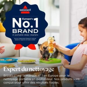 BISSELL SpotClean ProHeat Advanced, Shampouineuse, Shampouineuse Canapé Compact Multi-surfaces, Nettoyeur Canapé Tissu Moteur 1125W, Triple Nettoyage tâches tenaces, Filaire, 3924N