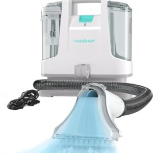 HAUSHOF StainZapper Shampouineuse, Nettoyeur de Tapis 400W, Nettoyeur Moquettes avec Double Réservoirs 1,1L+0,5L, Tuyau 1,2m, 85dB, 2 Buses pour Voiture/Coussins/Rideaux/Animaux, Accessoires Inclus