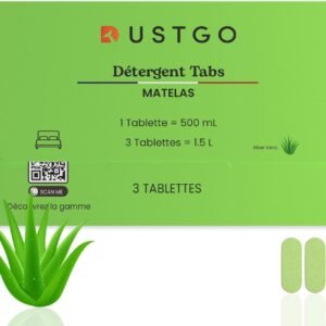 Détergent DUSTGO - Pack de 5 Boîtes (15 Pastilles) Aleo Vera | Détergent Shampouineuse Canapé, Moquette, Tapis, Voiture | Nettoyant Textile Parfum Aloe Vera | Sachet Écologique