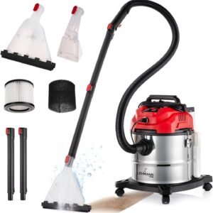 LEHMANN Shampouineuse avec Réservoir de 20L, 1600 W, Aspirateur Injecteur-extracteur avec filtre HEPA, Réservoir à détergent de 4,3L, Aspirateur nettoyeur pour Tapis, Canapé, Matelas et Voiture