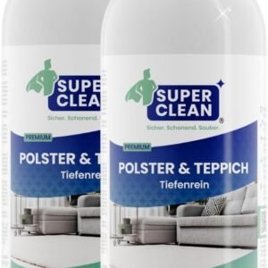 SUPER CLEAN Nettoyant pour tissus d'ameublement et tapis Concentré pour tous les types de tissus d'ameublement, moquettes, sièges de voiture, canapés ou fauteuils Contenu : 2 x 500 ml