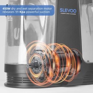 Slevoo Shampouineuse Canapé – Puissant Moteur 450 W Aspirateur Nettoyeur de Tapis pour canapé, Tapis, Rembourrage, Voiture