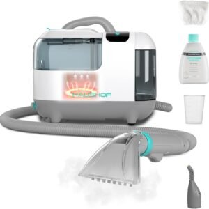 HAUSHOF StainZapper Vapo Nettoyeur de Tapis 1200W, Aspirateur Vapeur de 3 Modes de Nettoyage avec Nettoyant, Nettoyeur Profond Pour Canapé, Voiture et Tissus d'Ameublement 1,8 L+1,3 L, 75dB