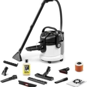 Kärcher Shampouineuse SE 4 Plus, Flexible d'Aspiration, Réservoirs Eau Fraîche/Eau Sale : 4 l, Suceurs de Lavage avec Embouts pour Sol Dur, Moquettes, Fauteuils, Fentes