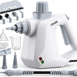 Udodik Nettoyeur vapeur portable pour la maison, multi-usages avec 10 accessoires pour tapis, rideaux, canapés, cuisine, punaises, salle de bain et plus encore