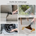 Kitcanis Shampouineuse 600W 78dB 15KPa Nettoyeur Canapé Tissu apporter 4 Tête de Remplacement pour Tapis, Moquettes, Meubles, Tissus, Poils d’animaux, Voiture & Plus Encore